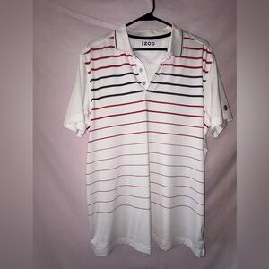 Izod White and Red Polo Shirt with Classic Collar